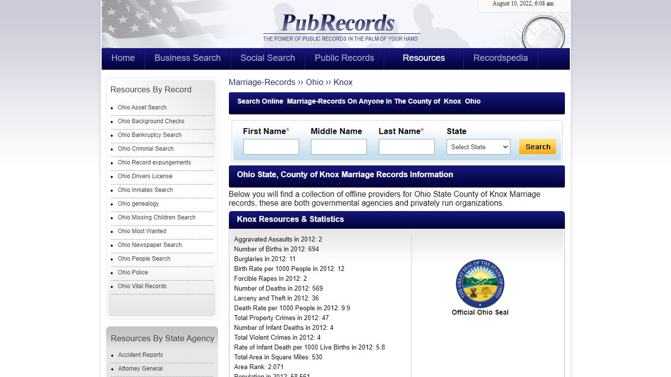 Knox County, Ohio Marriage Records